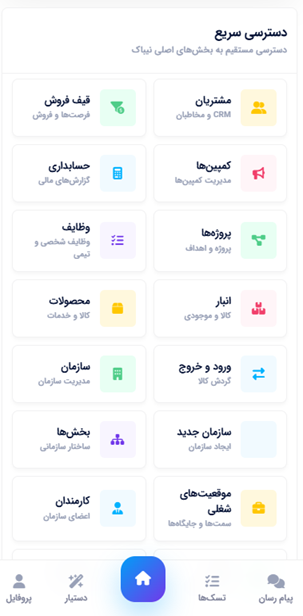 داشبورد مدیریت کسب‌وکار نیباک